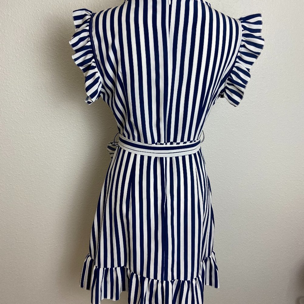 Stellah Blue& White Strip Ruffle Dress Size Small - Picture 6 of 6